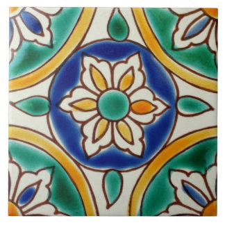 Teja de cerámica de la foto de la flor española