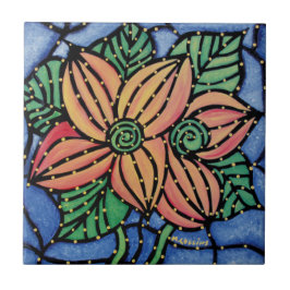 Teja de cerámica del arte de la flor abstracta