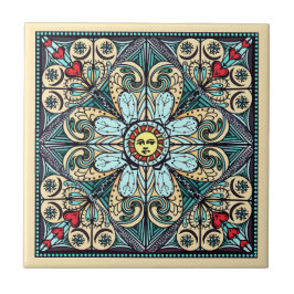 Teja de cerámica del arte de la mandala de Sun del