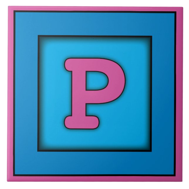 Teja de cerámica del bebé - letra P (Frente)