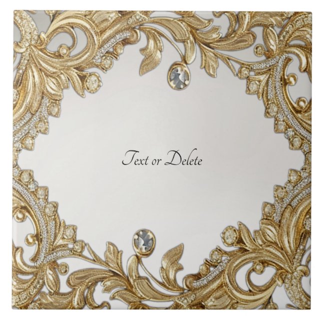 Teja de cerámica dorada decorativa (Frente)