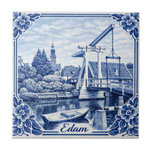 Teja de cerámica estilo Edam Delft Blue