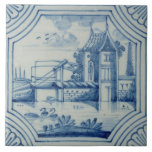 Teja de Delft que muestra un puente levadizo sobre<br><div class="desc">Imagen: Teja de 56463 Delft que muestra un puente levadizo sobre un canal, siglo XIX. Escuela holandesa, (siglo XIX). Colección privada, la colección de Stapleton. Arte, Bello Artes.</div>