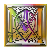 Teja de encargo del monograma del arco iris