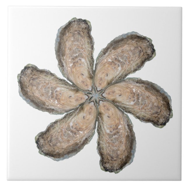 Teja de la flor de la ostra - blanco del diseño D (Frente)