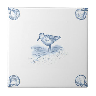 Teja de la lavandera de Delft con las esquinas de