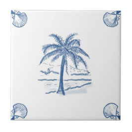 Teja de la palmera de Delft con las esquinas de