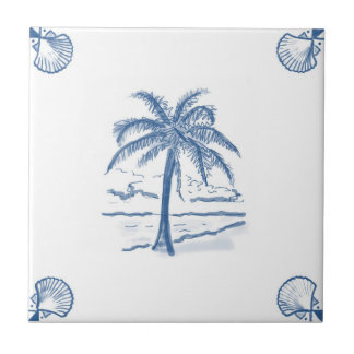 Teja de la palmera de Delft con las esquinas de