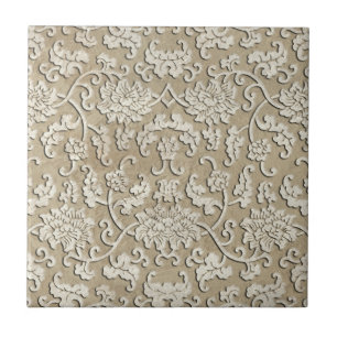 Teja de mármol tallada adornada