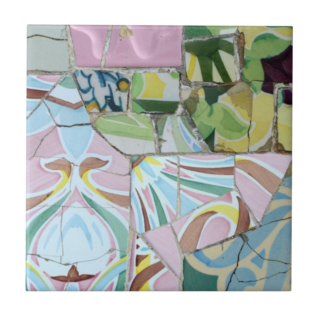 Teja de mosaicos de Guell del parque (Frente)