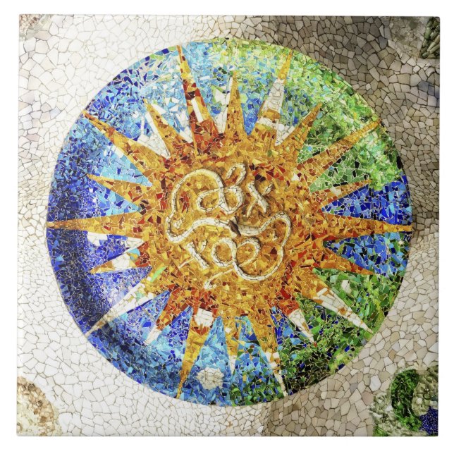 Teja de mosaicos de Guell del parque (Frente)