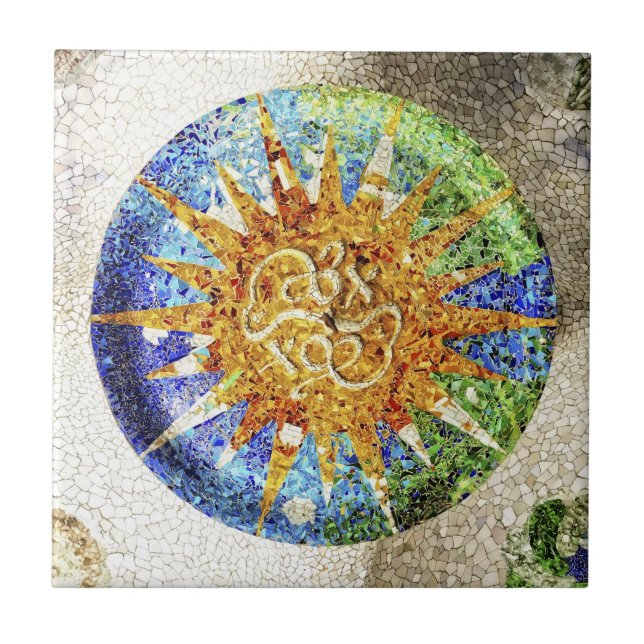 Teja de mosaicos de Guell del parque (Frente)