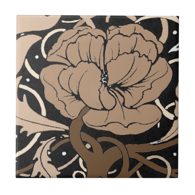 Teja de Nouveau del arte de la flor de la amapola (Frente)