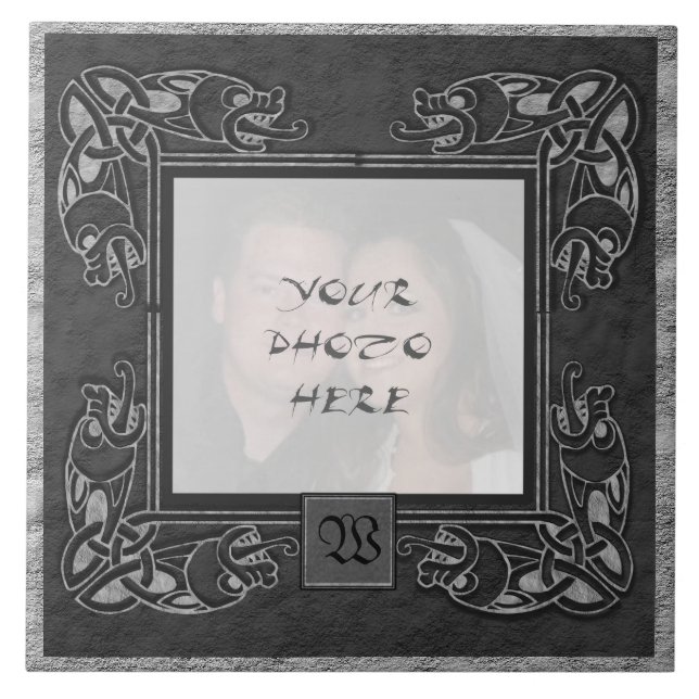 Teja "de piedra" gris céltica del marco de la foto (Frente)