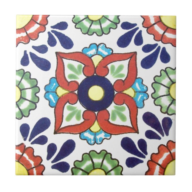Teja de Talavera del mexicano (rojo, verde, (Frente)