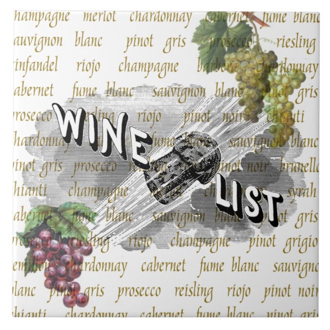 Teja de Trivet de las uvas de la carta de vinos (Frente)
