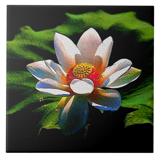 Teja decorativa del diseño floral de Lotus (Frente)