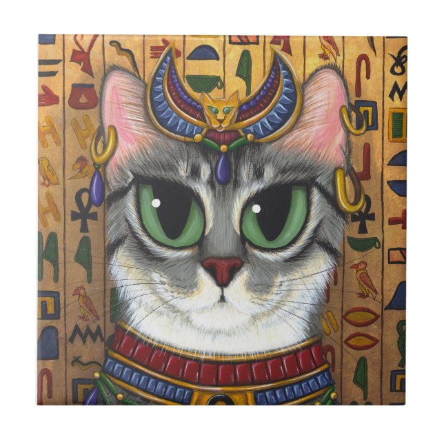 Teja del arte de Bastet del egipcio del gato de la (Frente)