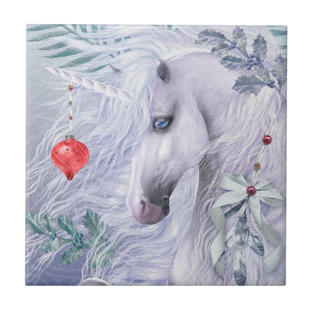 Teja del arte del unicornio del navidad (Frente)