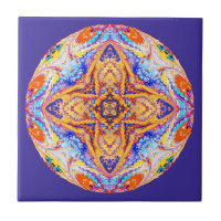 Teja del caleidoscopio en azul y oro
