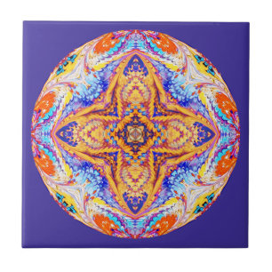 Teja del caleidoscopio en azul y oro