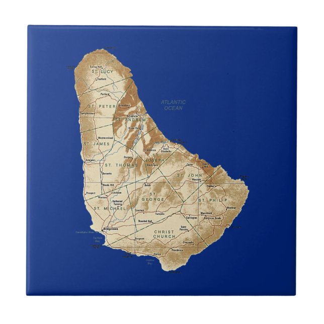 Teja del mapa de Barbados (Frente)