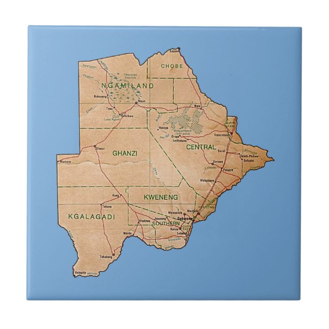 Teja del mapa de Botswana (Frente)