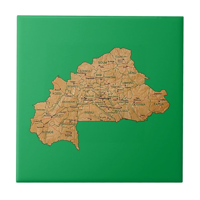 Teja del mapa de Burkina Faso (Frente)