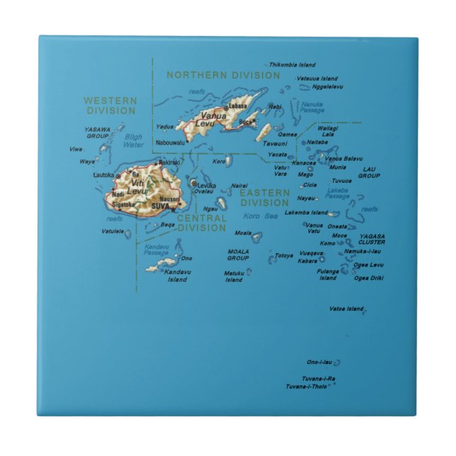 Teja del mapa de Fiji (Frente)