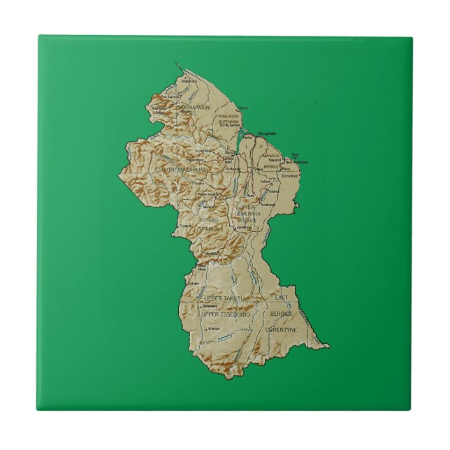 Teja del mapa de Guyana (Frente)
