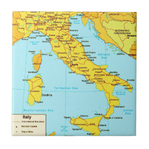 Teja del mapa de Italia del vintage