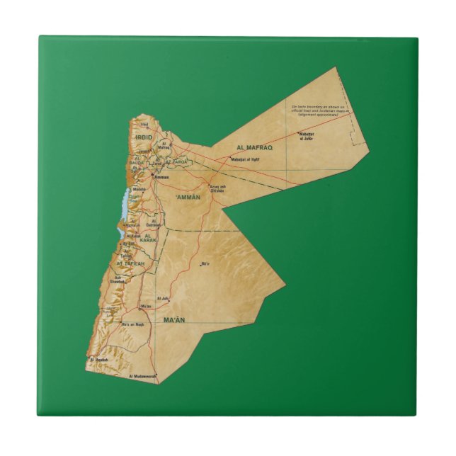Teja del mapa de Jordania (Frente)
