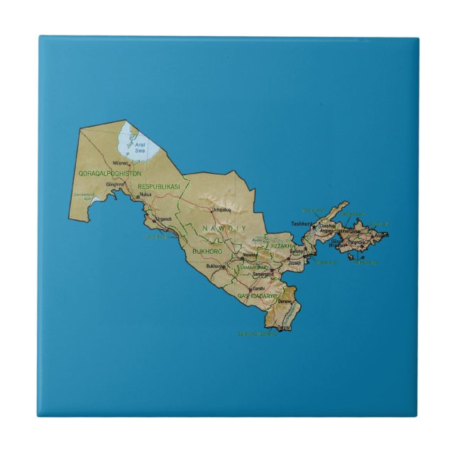 Teja del mapa de Uzbekistán (Frente)