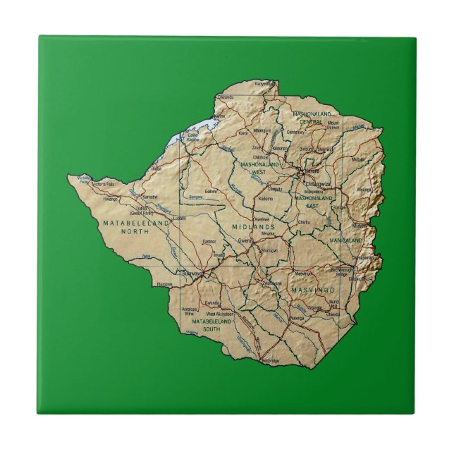 Teja del mapa de Zimbabwe (Frente)