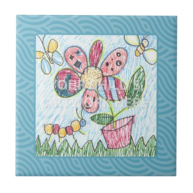 Teja enmarcada azul/Trivet (Frente)