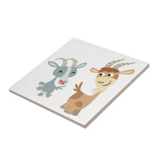 Teja feliz linda de dos cabras del dibujo animado