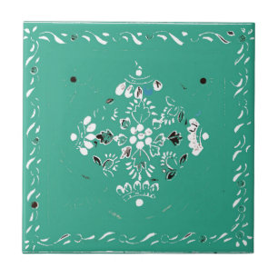 Teja floral del verde 2 indios del estilo