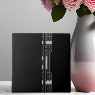 Teja geométrica negra estilo Art Decó Tile cerámic