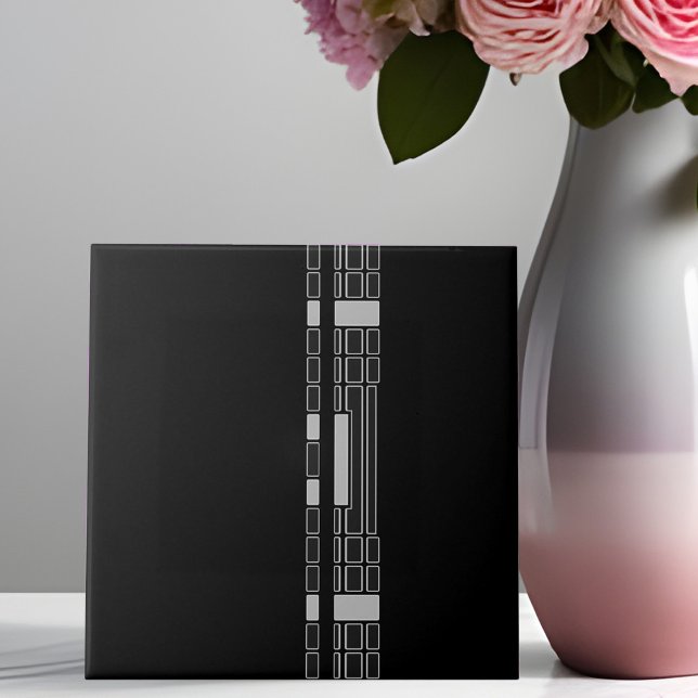 Teja geométrica negra estilo Art Decó Tile cerámic (Subido por el creador)