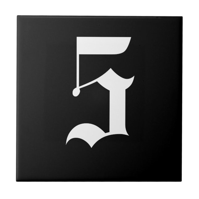 Teja gótica del número de casa - blanco en negro (Frente)