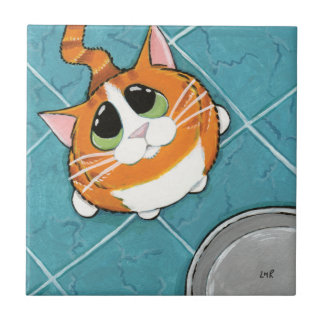 Teja hambrienta del arte del gato de Tabby del