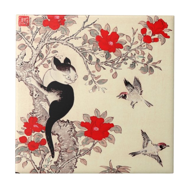 Teja japonesa del gatito y del perrito (Frente)