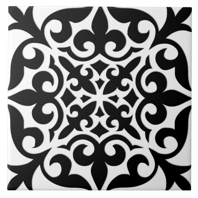 Teja marroquí - blanco con el fondo negro (Frente)