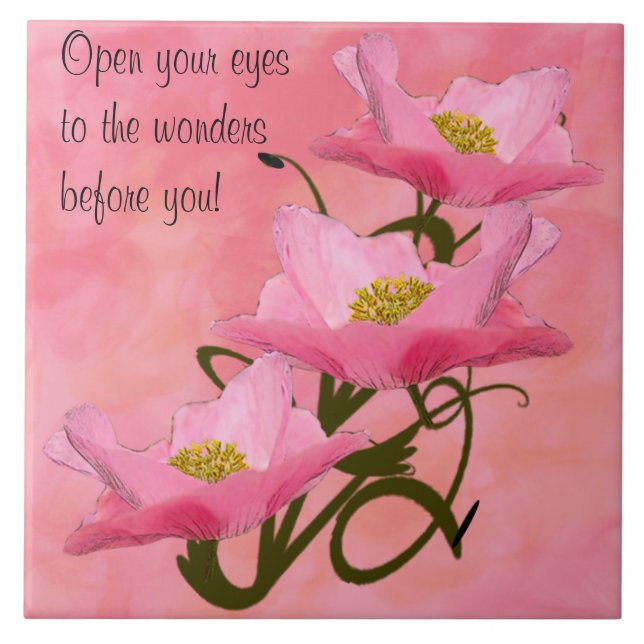 Teja rosada bonita de las amapolas de la pila (Frente)