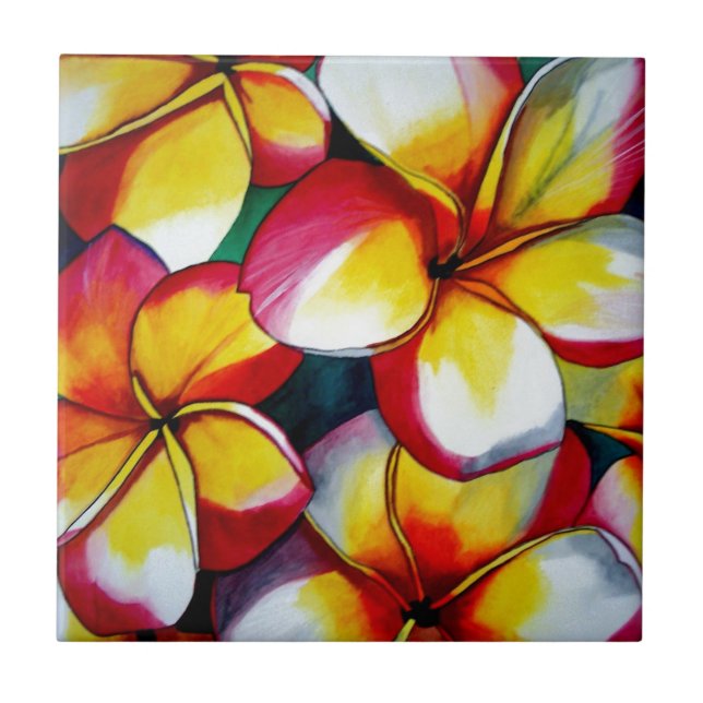Teja rosada de la flor del Frangipani por el arte (Frente)