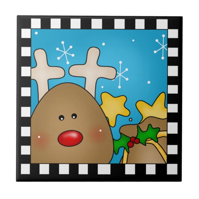 Teja Trivet del reno del navidad (Frente)