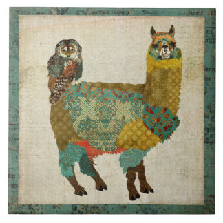 Teja verde azulada del búho de la alpaca del oro