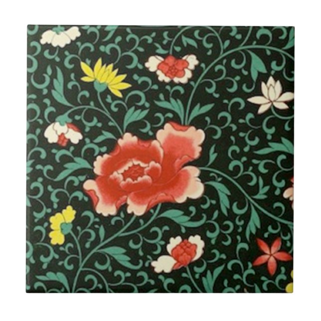 Teja verde floral china (Frente)