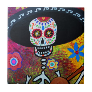 Tejas de Dia de Los Muertos Gitarero por Prisarts