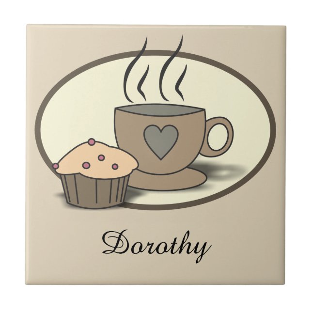 Tejas de encargo del café y del mollete para los (Frente)